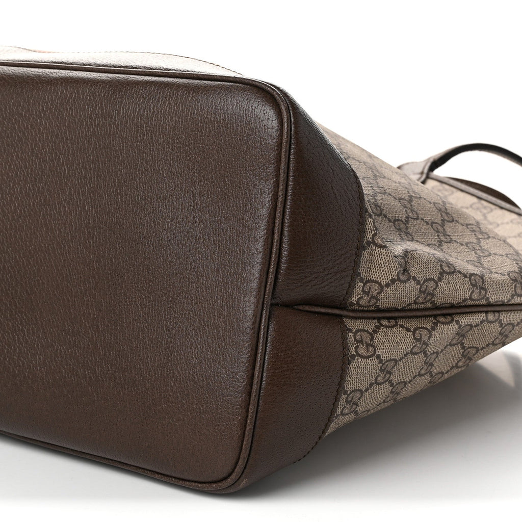 GG Supreme Monogram Textured Dollar Calfskin Web Large Ophidia Tote Beige Ebony New Acero