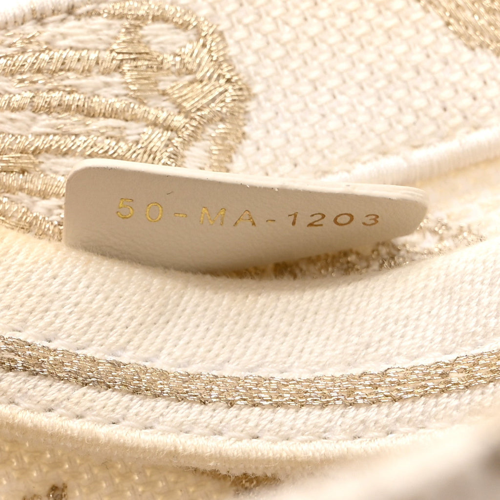 Canvas Embroidered Butterfly Bandana Print Hat Basket  White Gold