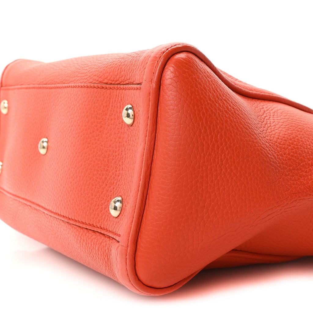 Pebbled Calfskin Small Soho Top Handle Bag Sun Orange