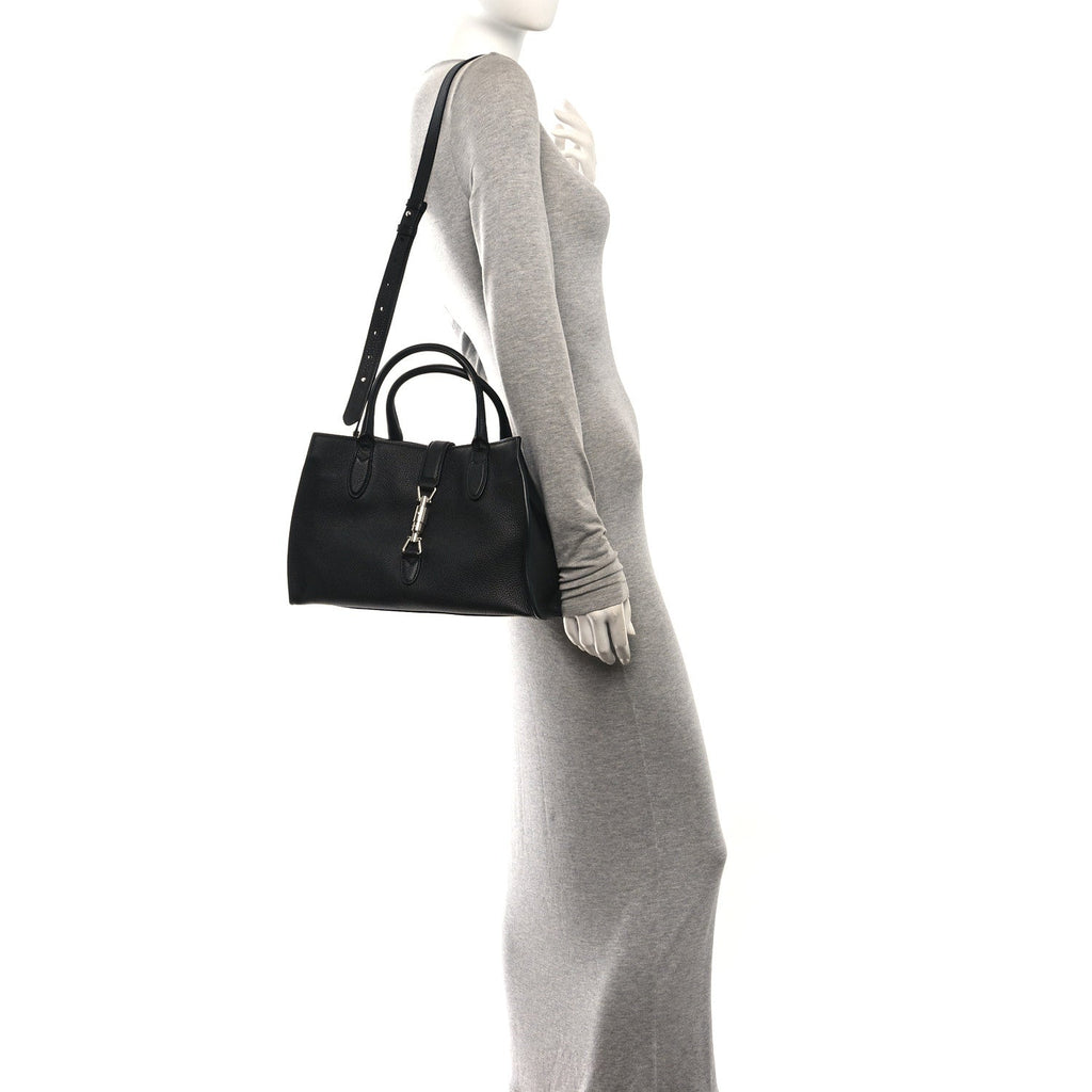 Soft Calfskin Small Jackie Top Handle Bag Black
