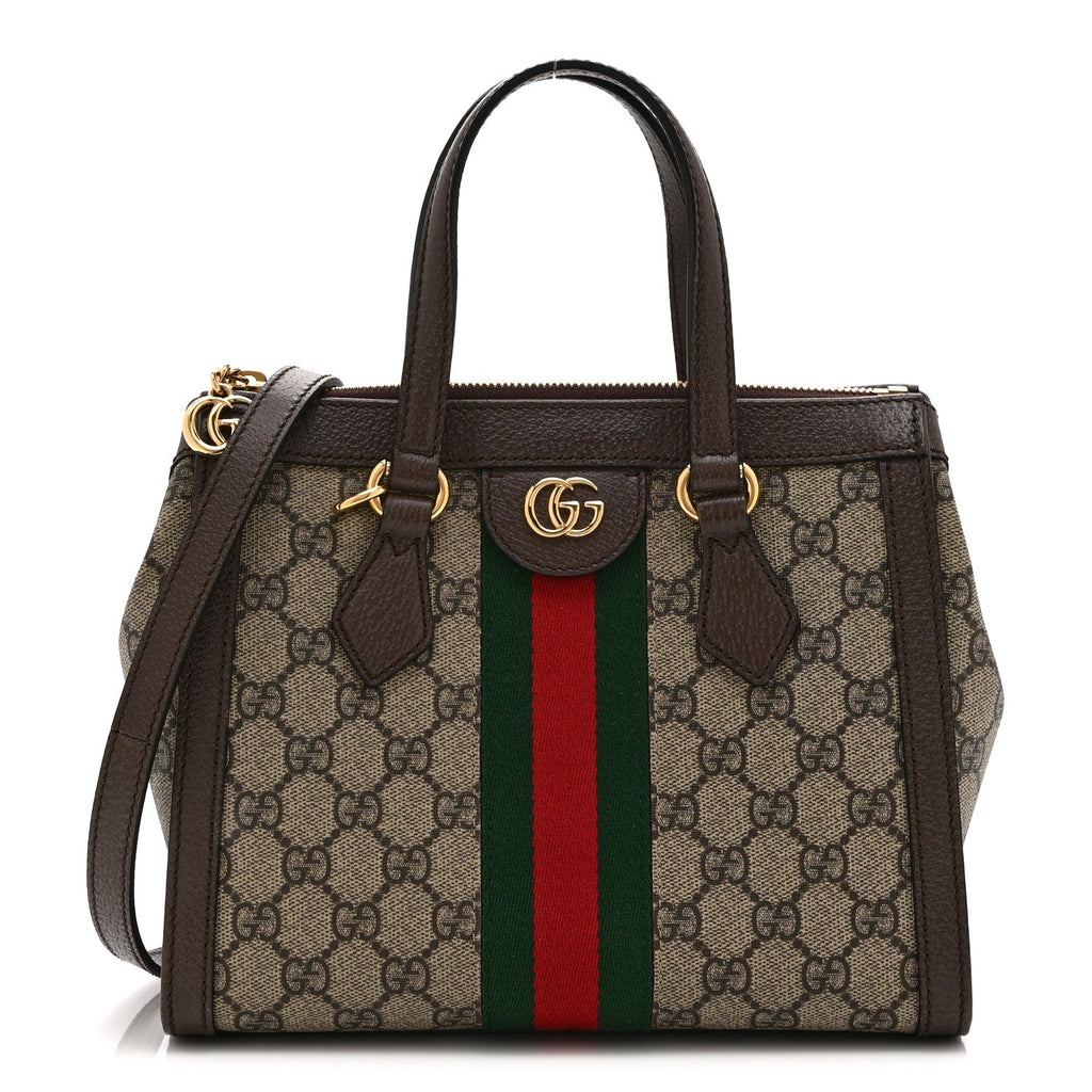 GG Supreme Monogram Small Ophidia Tote Bag Brown