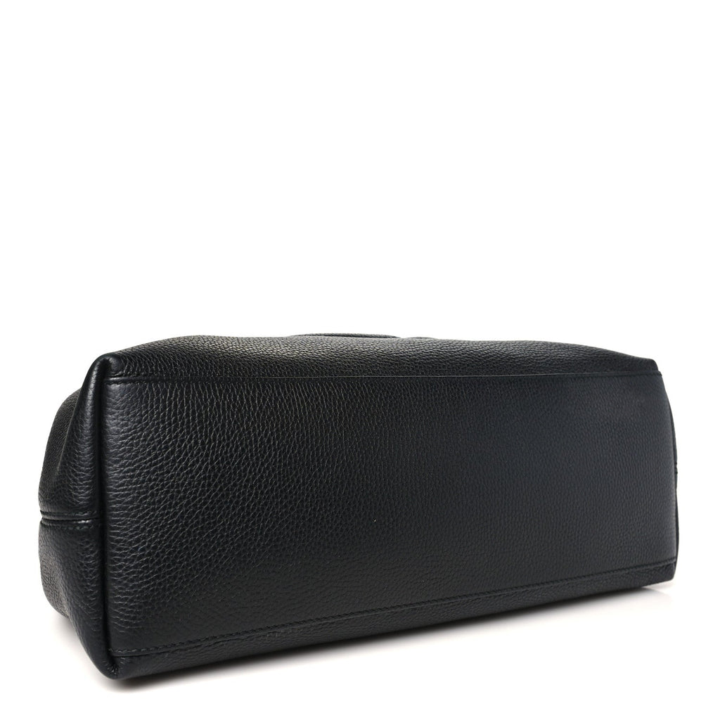 Pebbled Calfskin Medium Soho Chain Shoulder Bag Black