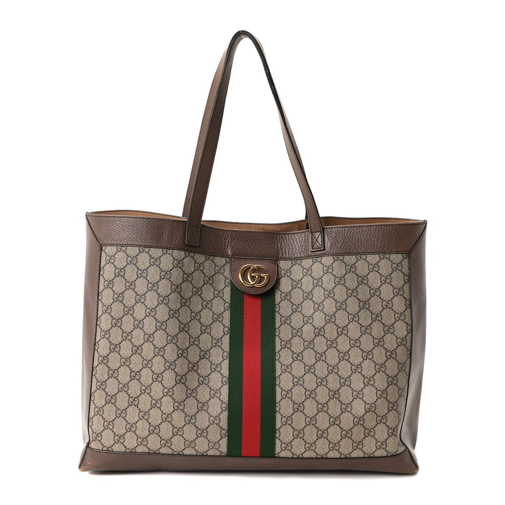 GG Supreme Monogram Web Ophidia Tote Brown