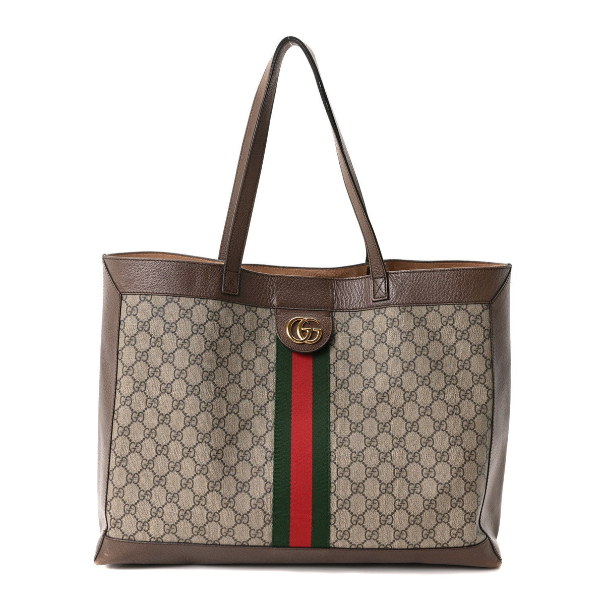 GG Supreme Monogram Web Ophidia Tote Brown