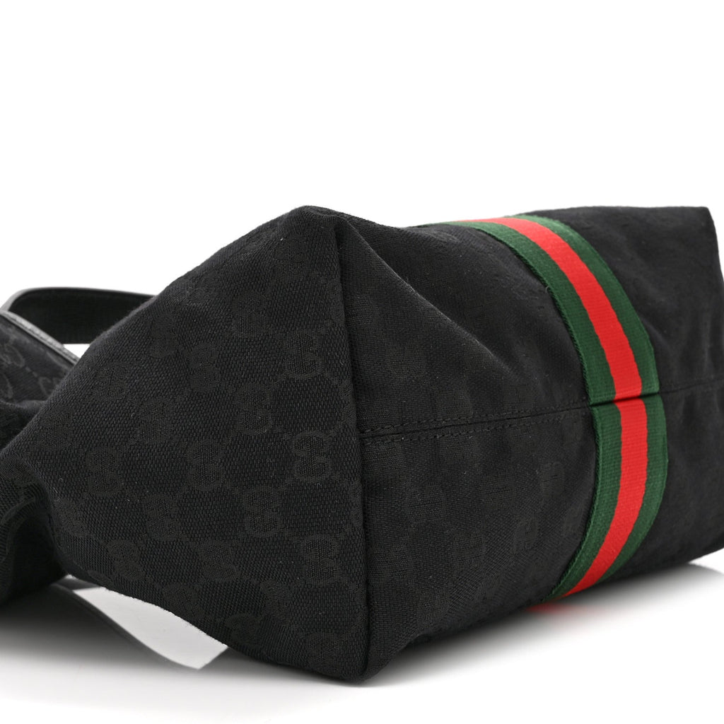 Denim GG Monogram Web Small Giglio Tote Black