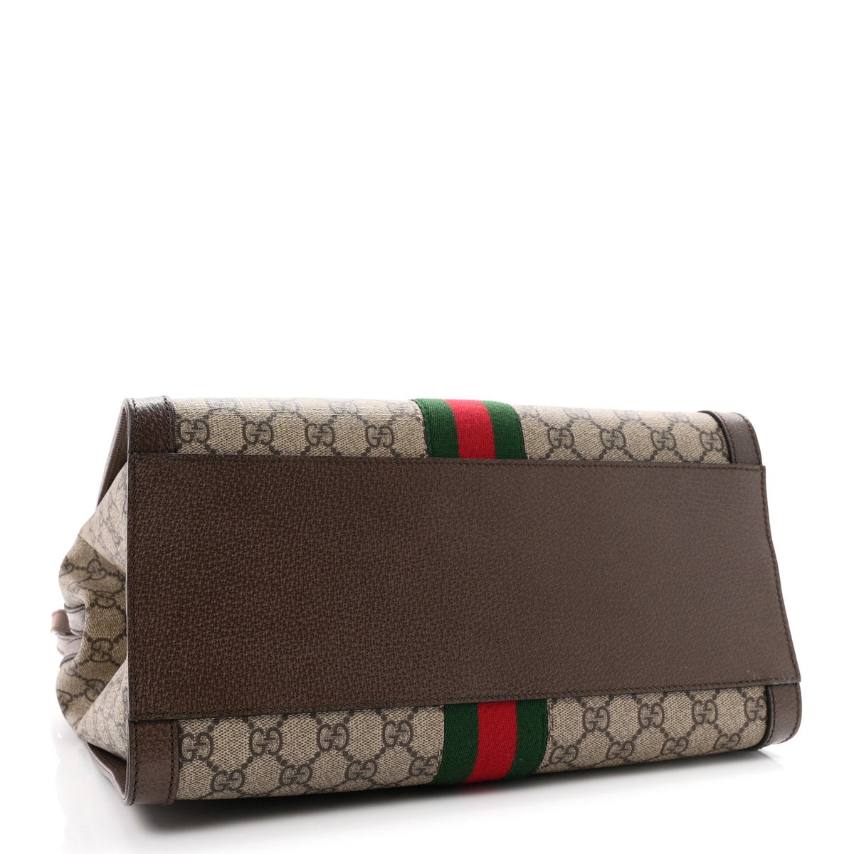 GG Supreme Monogram Web Medium Ophidia Tote Bag Brown