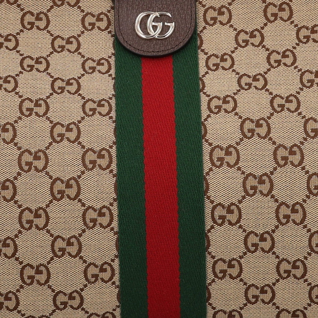 GG Monogram Web Large Giglio Tote Beige Brown