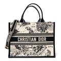 Calfskin Zodiac Toile De Jouy Medium Book Tote With Strap Latte