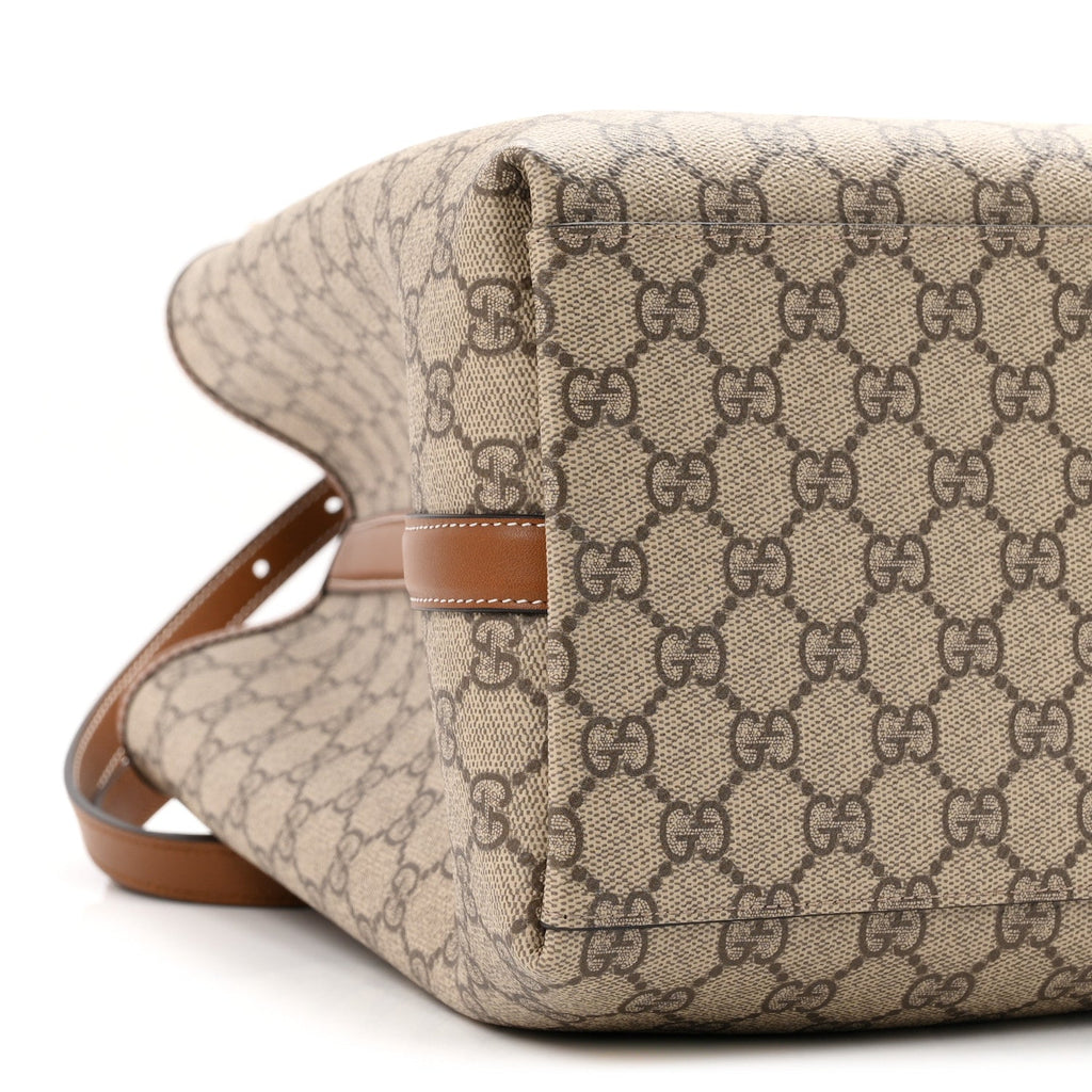 GG Supreme Monogram Emblem Maxi Tote Bag Beige Dark Brown