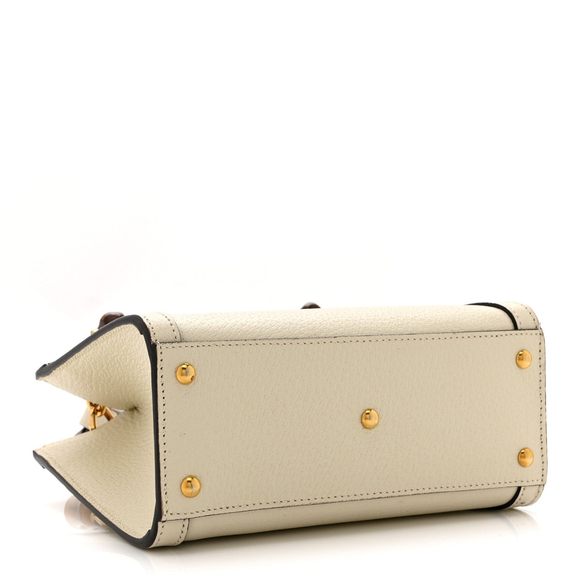 Textured Calfskin Web Mini Diana Tote Bag Mystic White