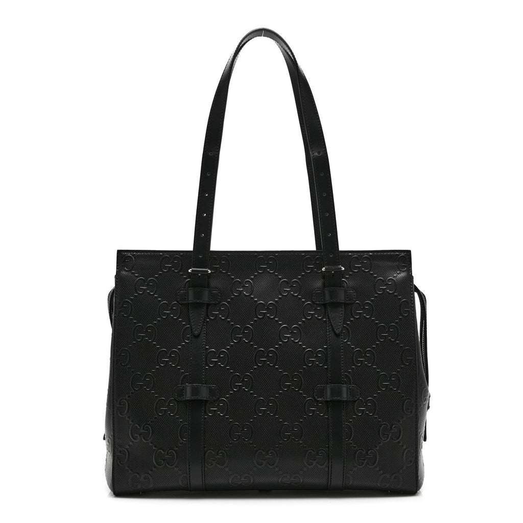 Calfskin GG Tennis Embossed Tote Bag Black