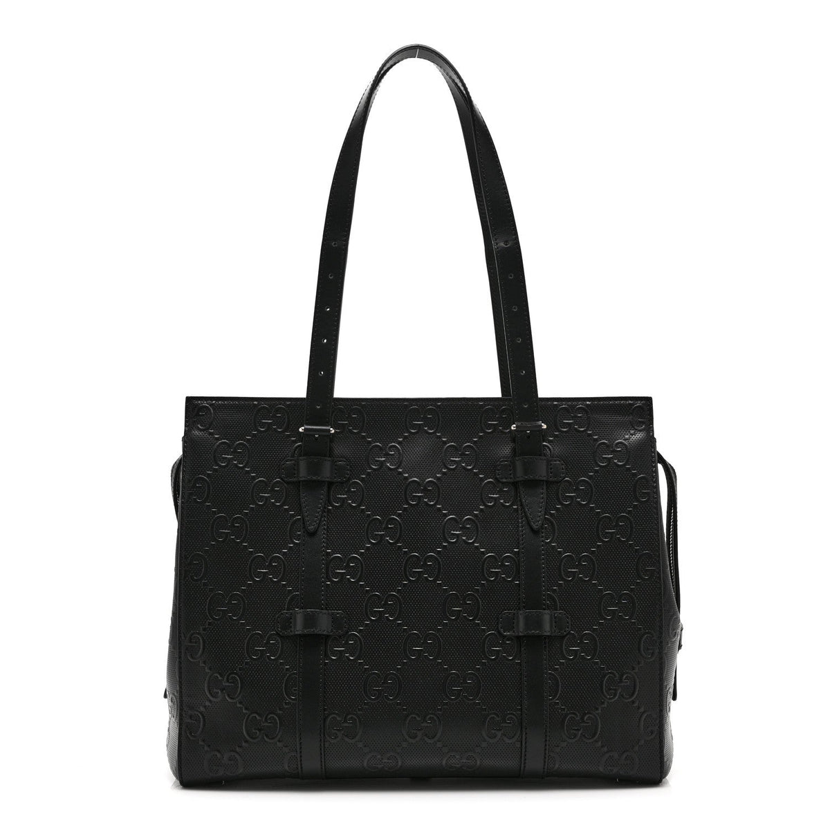 Calfskin GG Tennis Embossed Tote Bag Black
