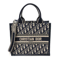 Oblique Calfskin Small Book Tote With Strap Blue Multicolor