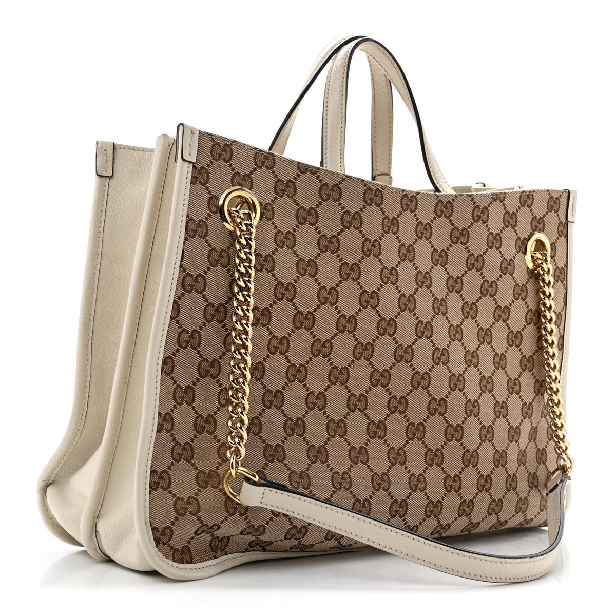 Monogram Calfskin Medium Horsebit 1955 Tote Bag Beige Mystic White