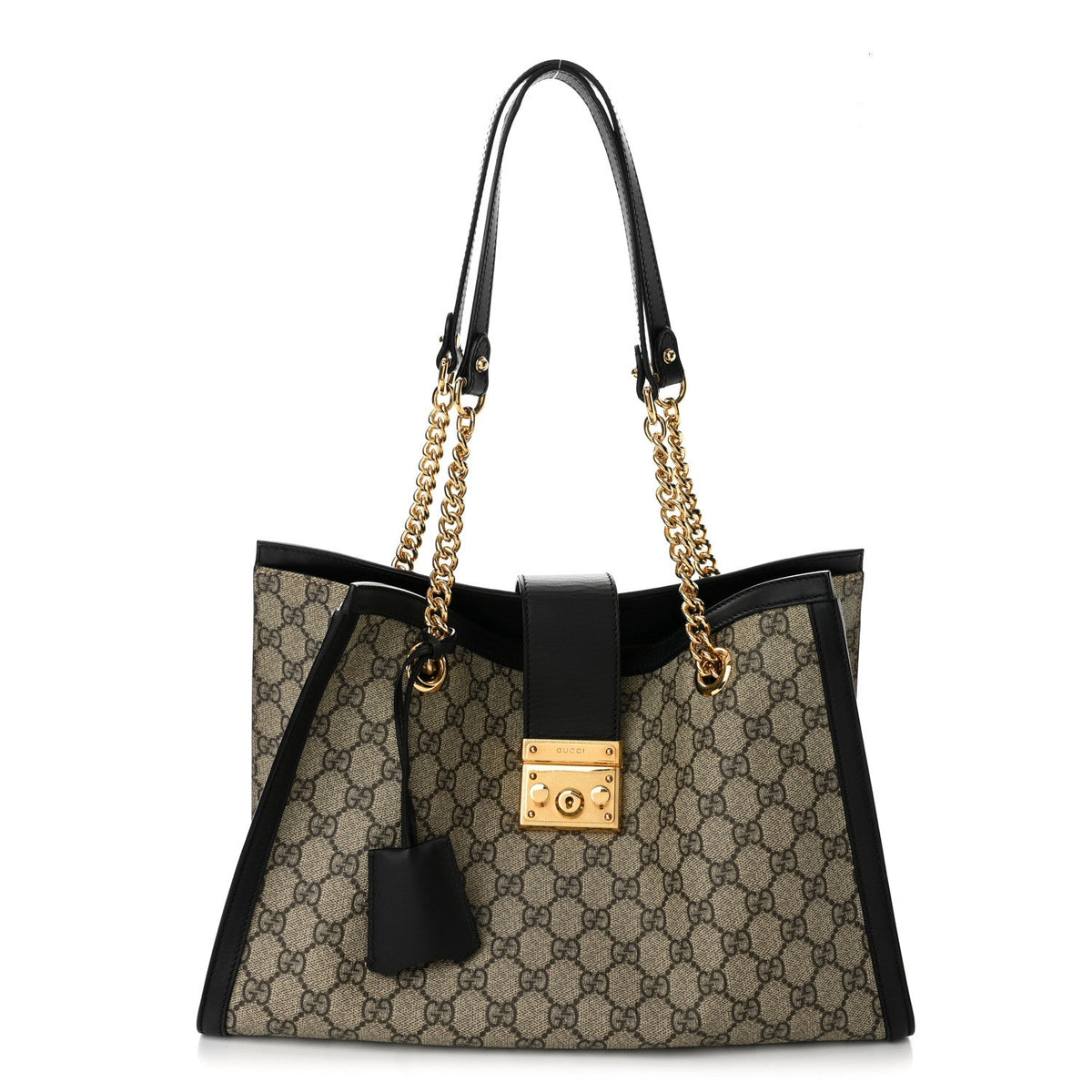 GG Supreme Monogram Medium Padlock Tote Black