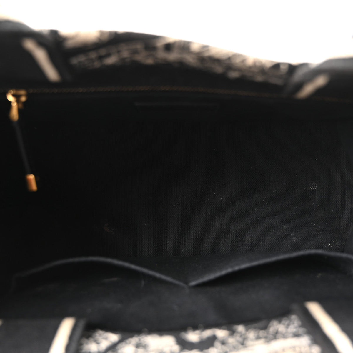 Canvas Calfskin Embroidered Small Plan De Paris Book Tote With Strap Black White