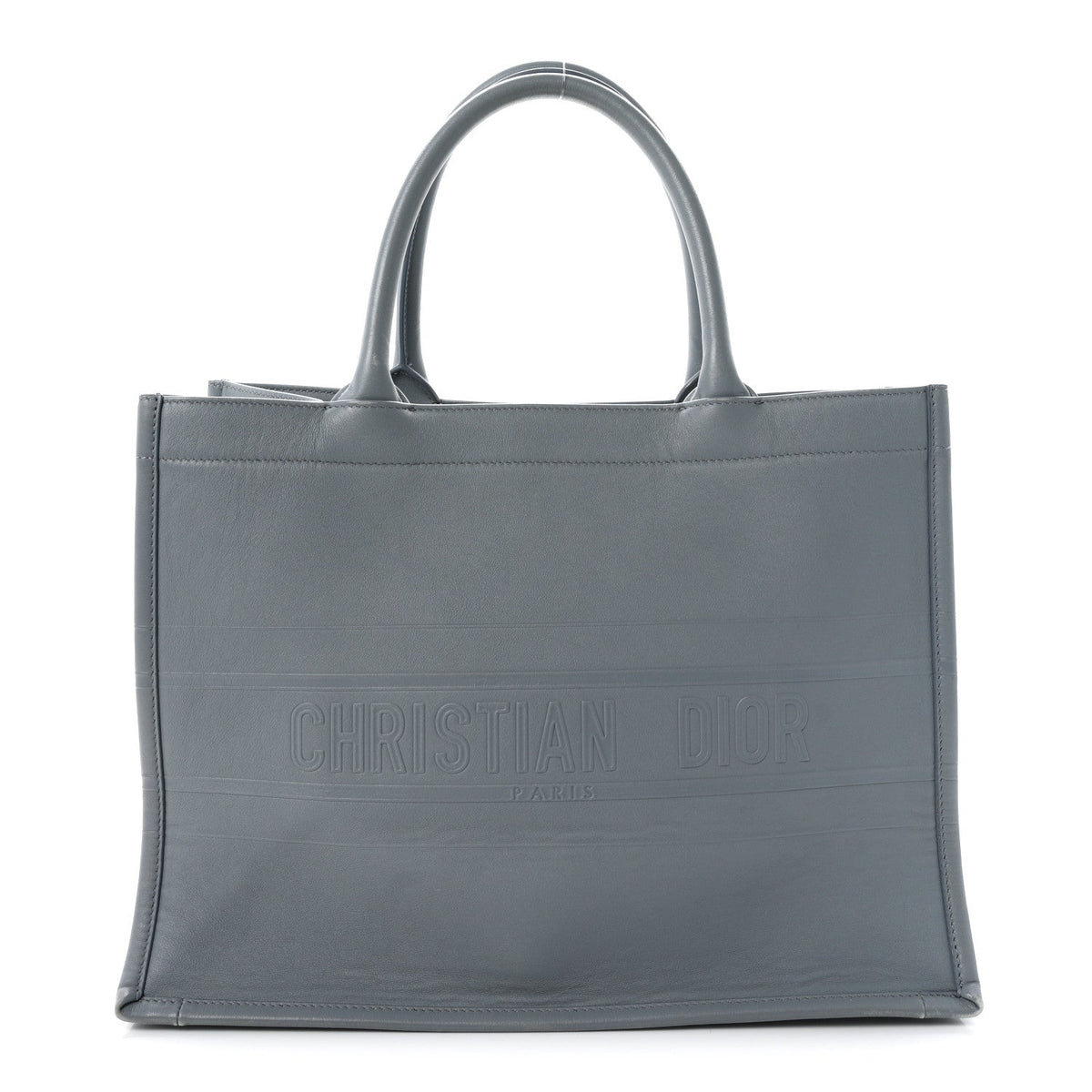 Calfskin Embossed Medium Book Tote Blue