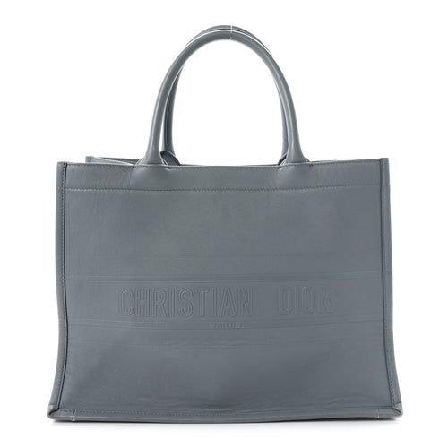 Calfskin Embossed Medium Book Tote Blue