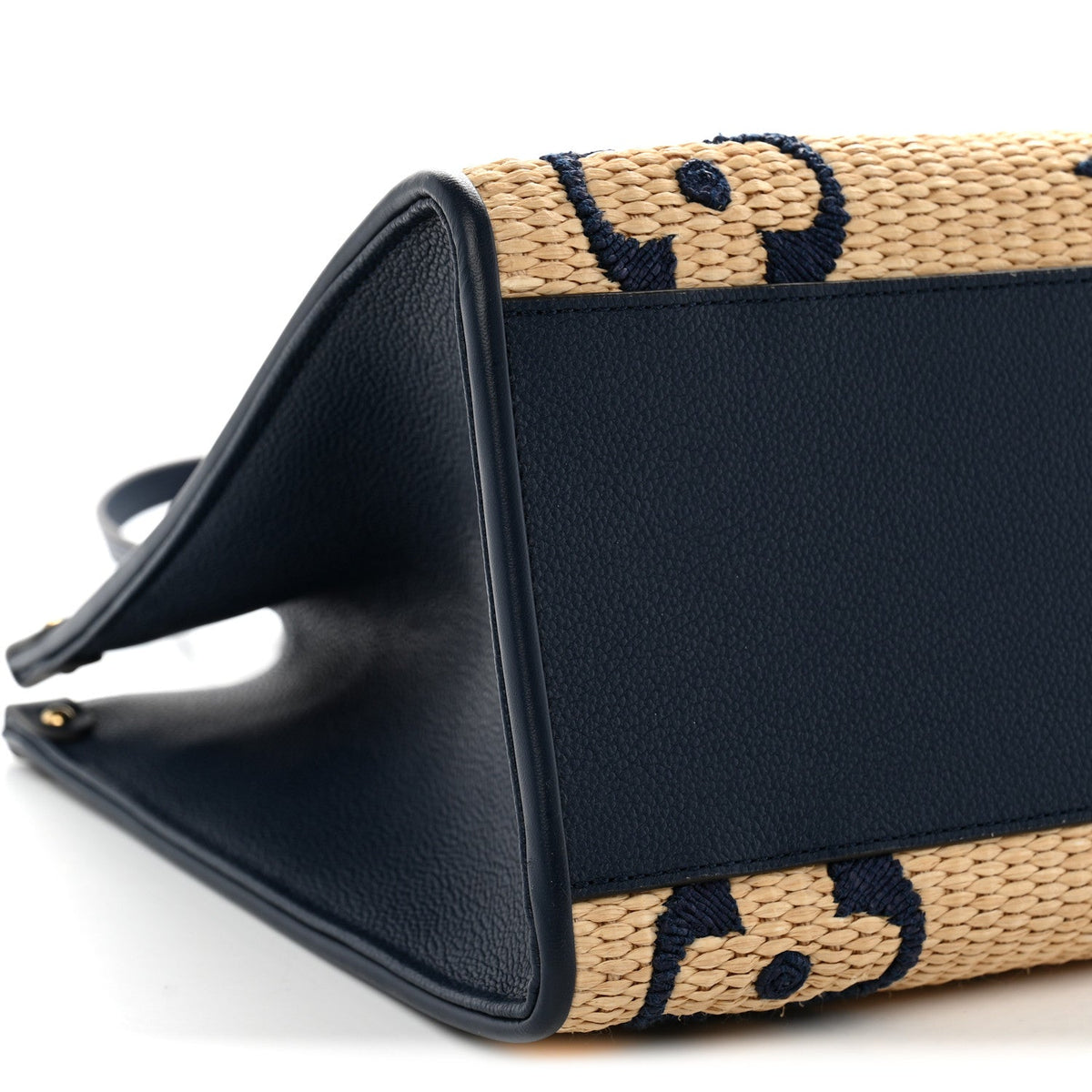 Raffia Calfskin Monogram Giant Onthego MM Blue