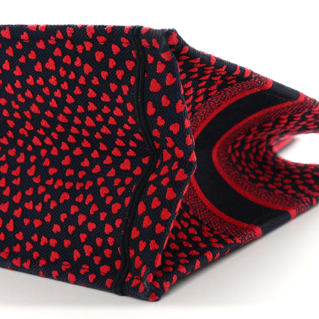 Canvas Embroidered Pop Heart I Love Paris Medium Book Tote Red Multicolor