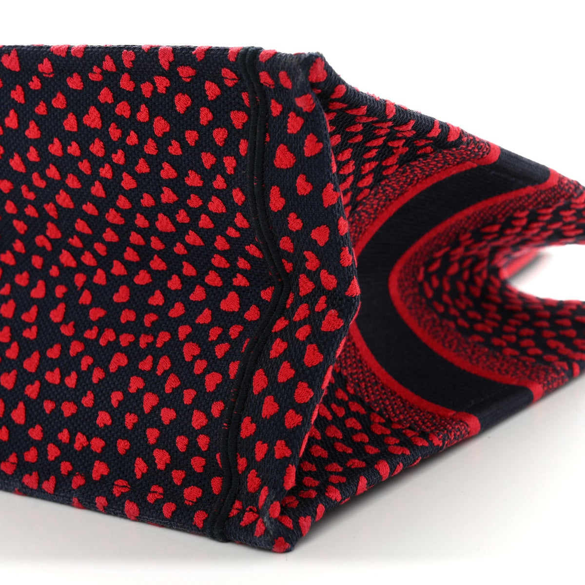 Canvas Embroidered Pop Heart I Love Paris Medium Book Tote Red Multicolor