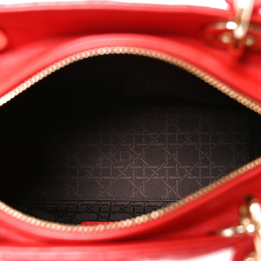 Lambskin Cannage Medium Lady Dior Red