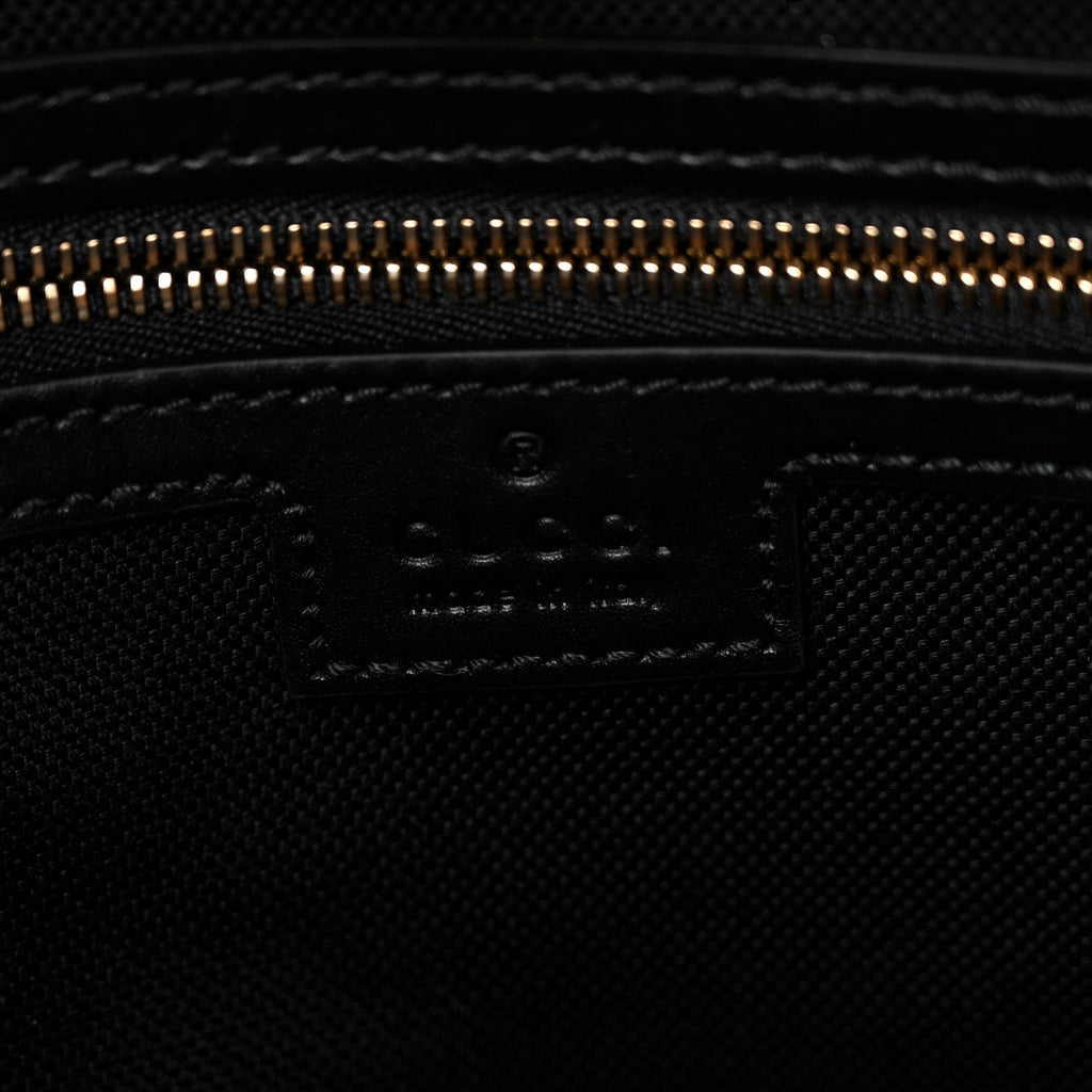 GG Calfskin Embossed Emblem Medium Shoulder Bag Black