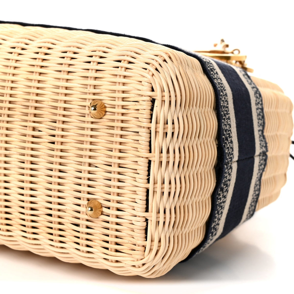 Wicker Oblique Medium Lady Dior Bag Blue
