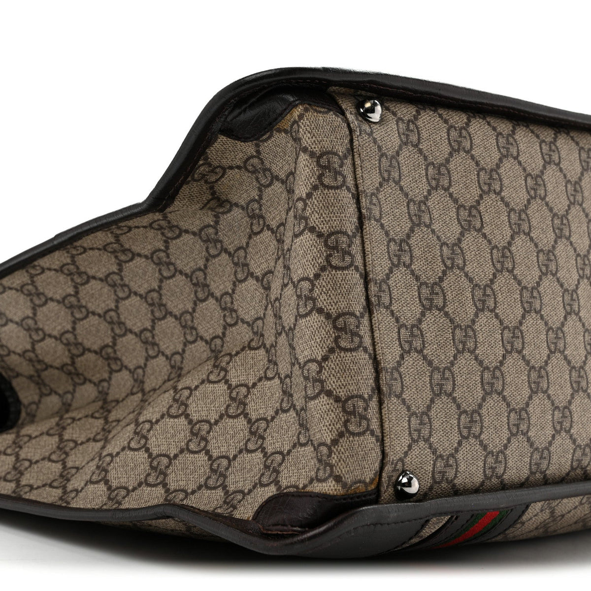 GG Plus Monogram Web Large Tote Dark Brown