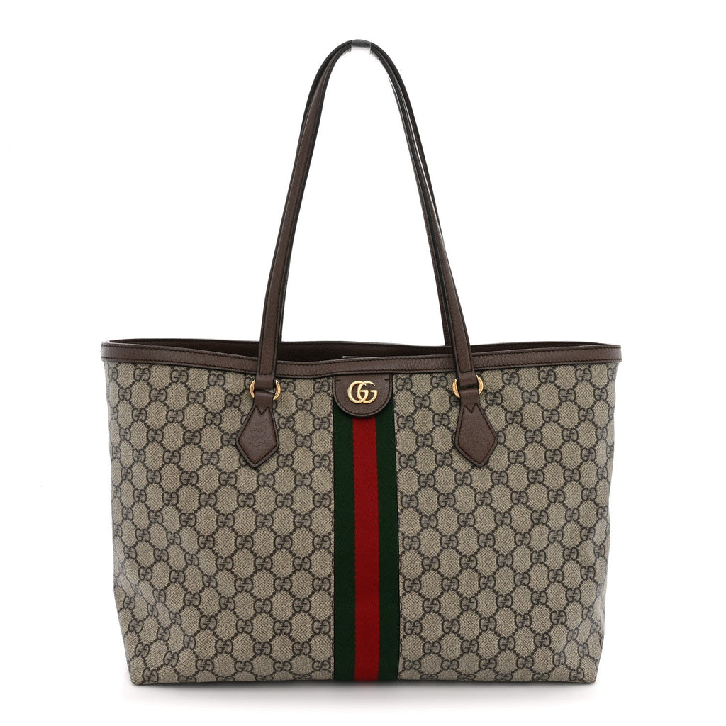 GG Supreme Monogram Medium Ophidia Shopping Tote Brown