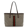 GG Supreme Monogram Medium Ophidia Shopping Tote Brown