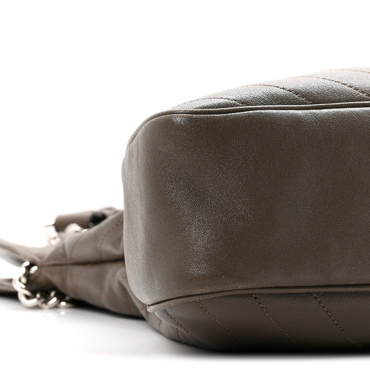 Sakai Be Green Calfskin Diagonal Stitched Medium Blondie Tote Craclet Brown