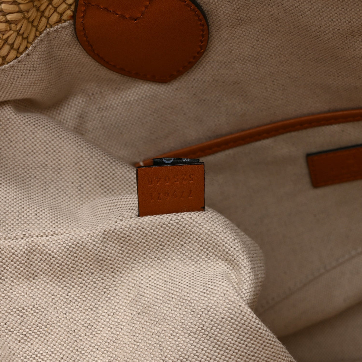 Raffia Woven Logo Patch Medium Tote Bag Natural Brown Multicolor