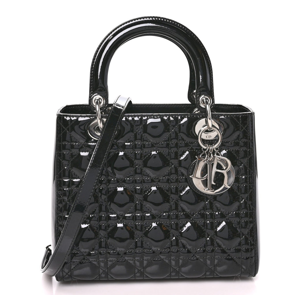 Patent Cannage Medium Lady Dior Black