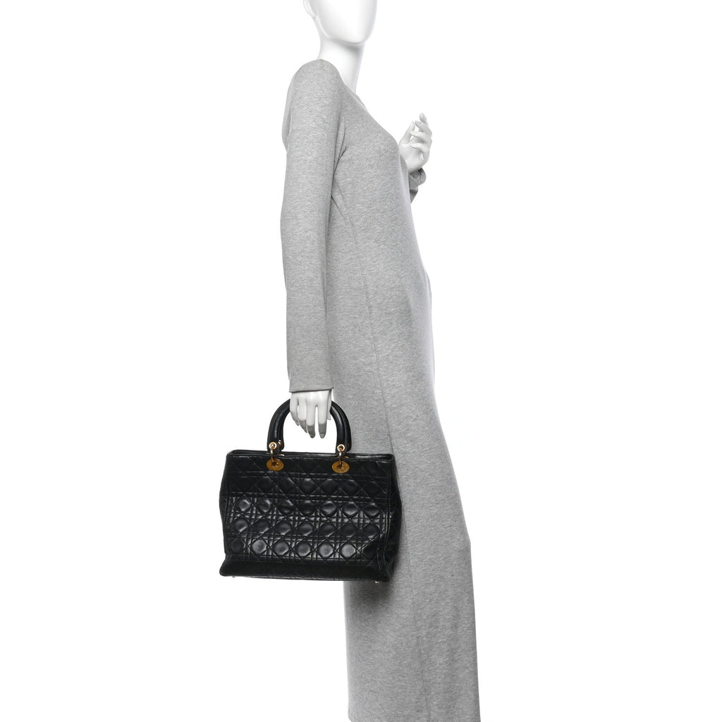 Lambskin Cannage Large Lady Dior Black