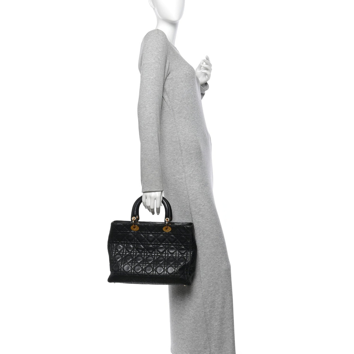 Lambskin Cannage Large Lady Dior Black