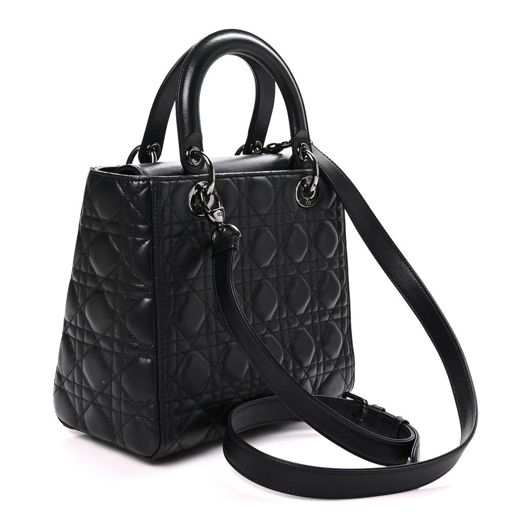 Lambskin Cannage Medium Lady Dior Black