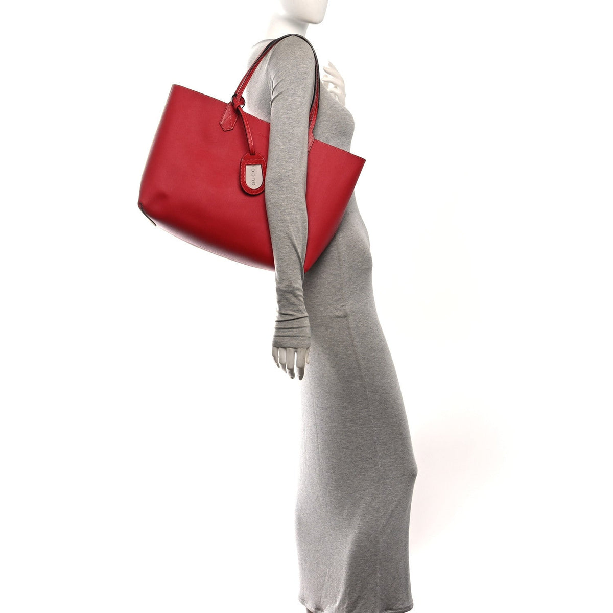 GG Supreme Monogram Medium Reversible Tote Beige Red