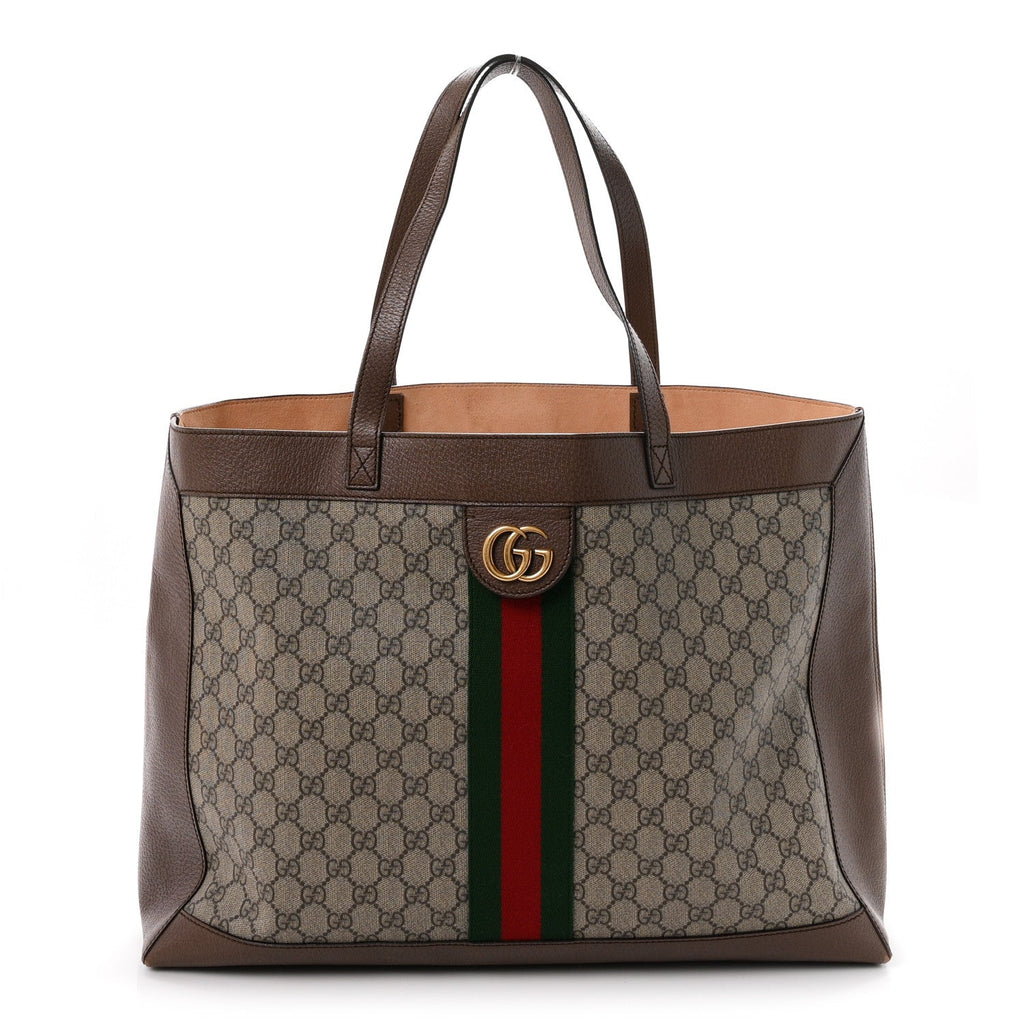 GG Supreme Monogram Web Ophidia Tote Brown