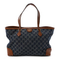 New Denim GG Monogram Medium Ophidia Shopping Tote Blue Tea Cuir
