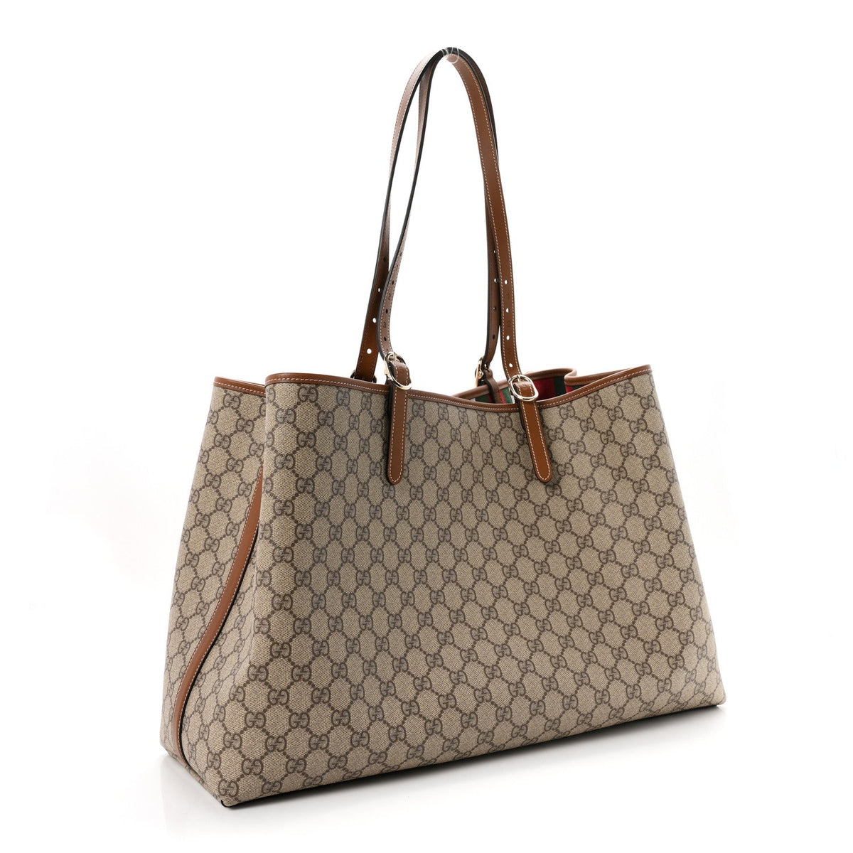 GG Supreme Monogram Emblem Maxi Tote Bag Beige Dark Brown
