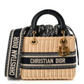 Wicker Oblique Medium Lady Dior Bag Blue