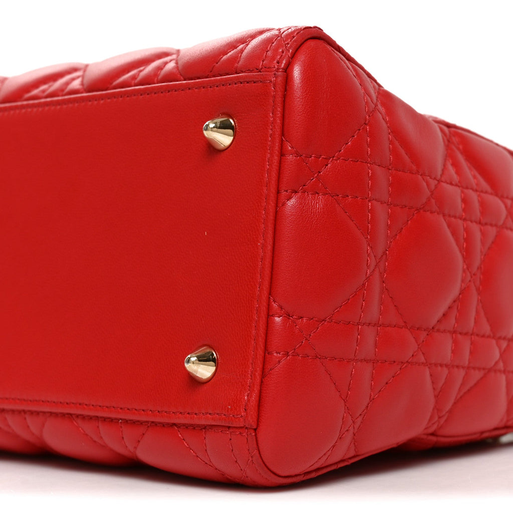 Lambskin Cannage Medium Lady Dior Red