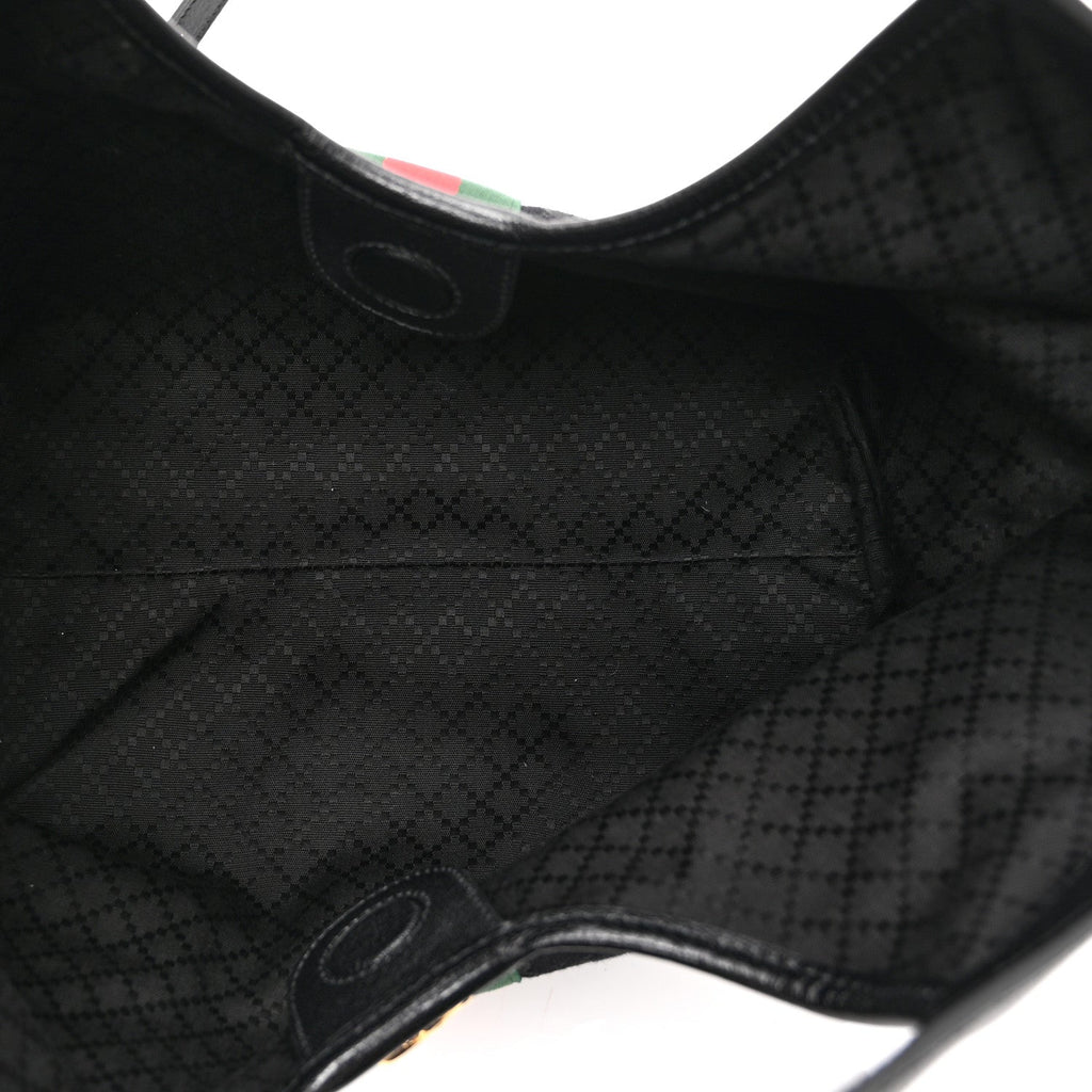Denim GG Monogram Web Small Giglio Tote Black