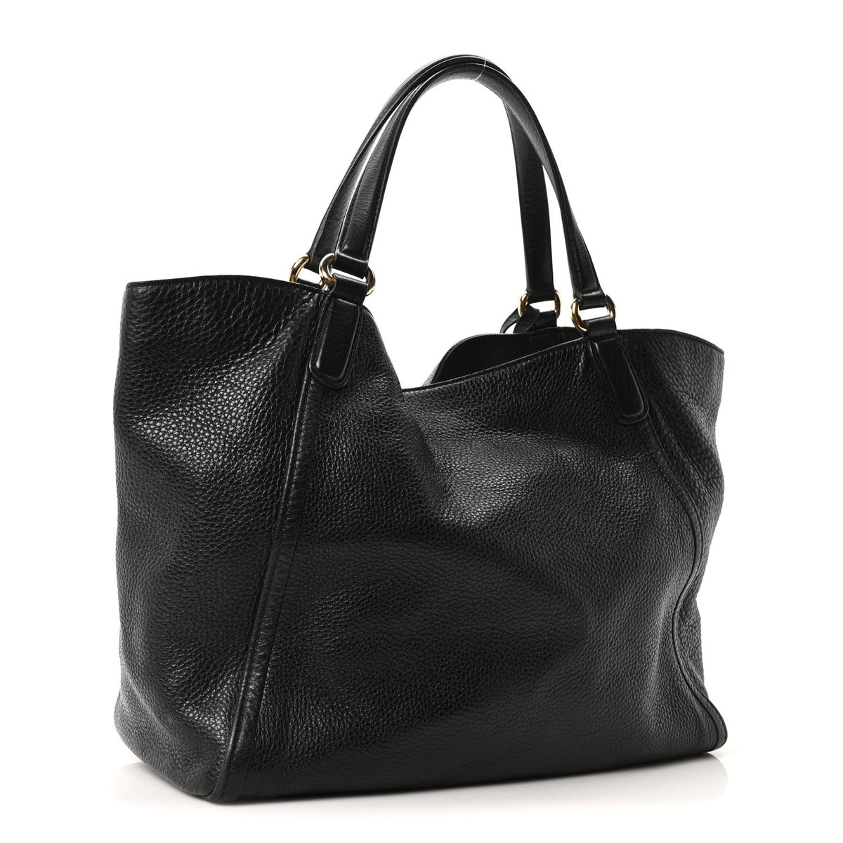 Pebbled Calfskin Medium Soho Shoulder Bag Black
