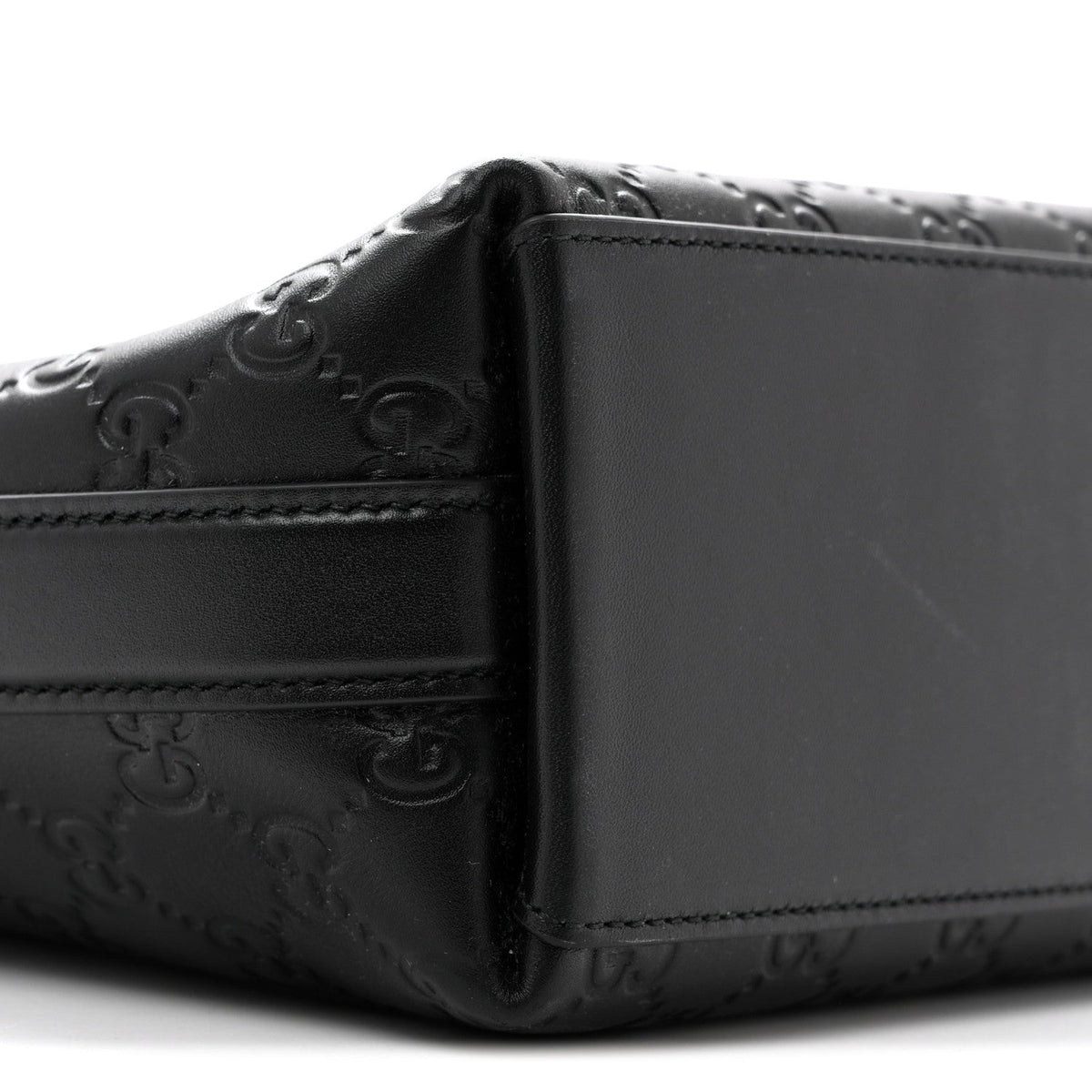GG Calfskin Embossed Emblem Medium Shoulder Bag Black