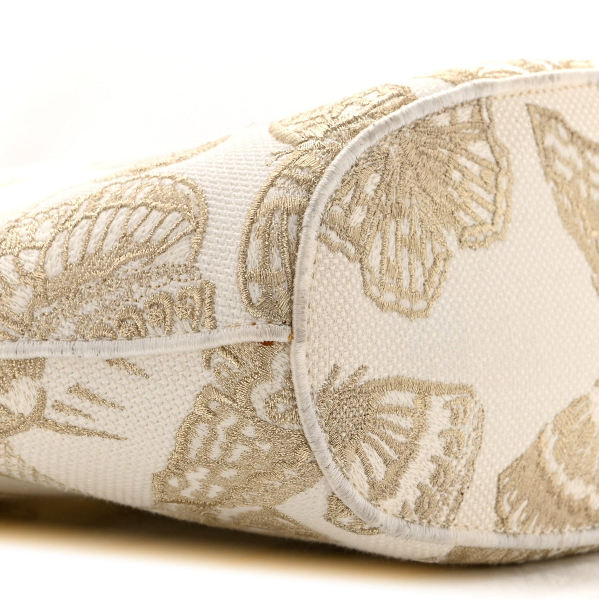 Canvas Embroidered Butterfly Bandana Print Hat Basket  White Gold
