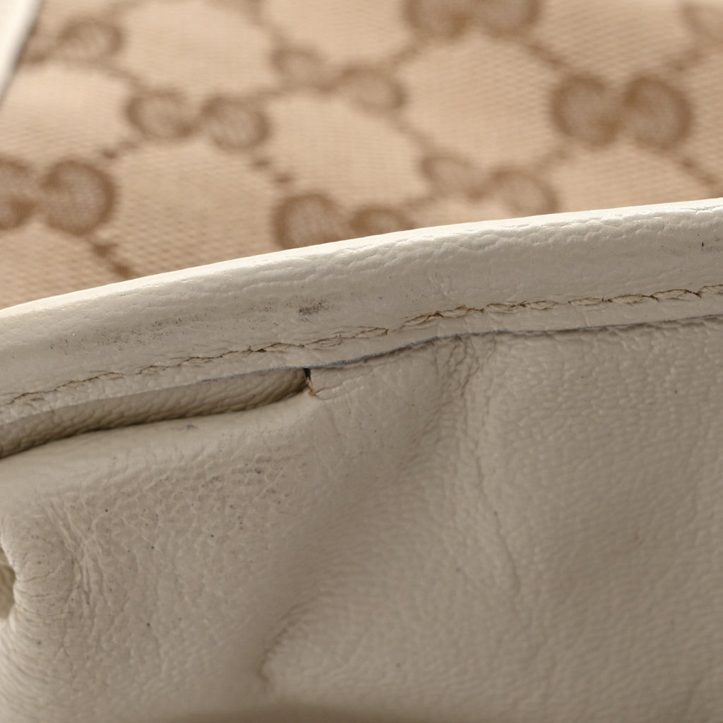 Monogram Calfskin Medium Horsebit 1955 Tote Bag Beige Mystic White