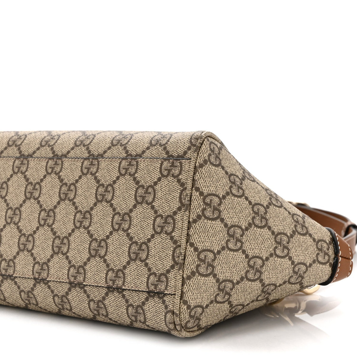 GG Supreme Monogram Emblem Small Top Handle Tote Bag Beige Dark Brown