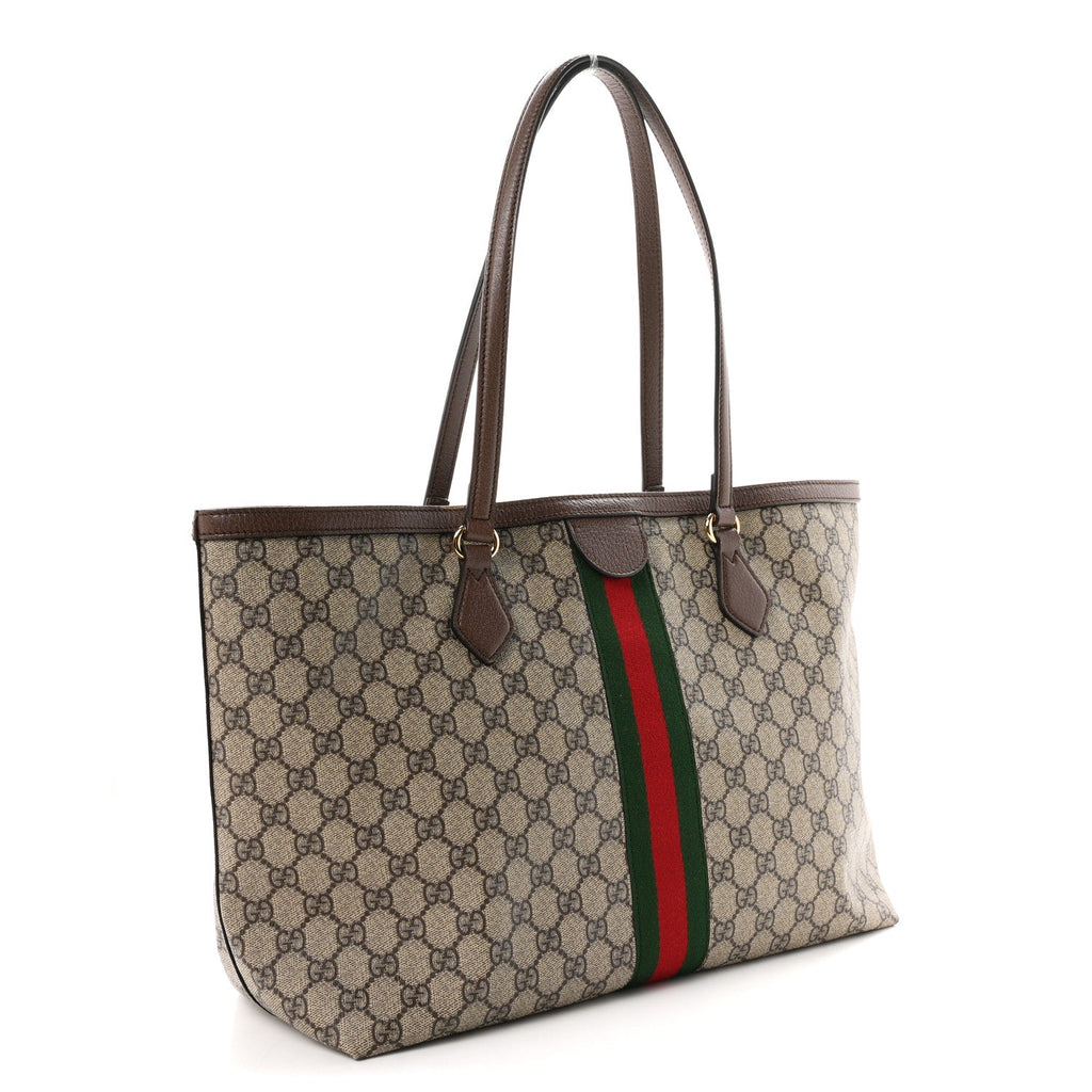 GG Supreme Monogram Medium Ophidia Shopping Tote Brown